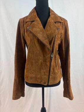 Blank NYC Brown Genuine Leather Suede Moto Jacket